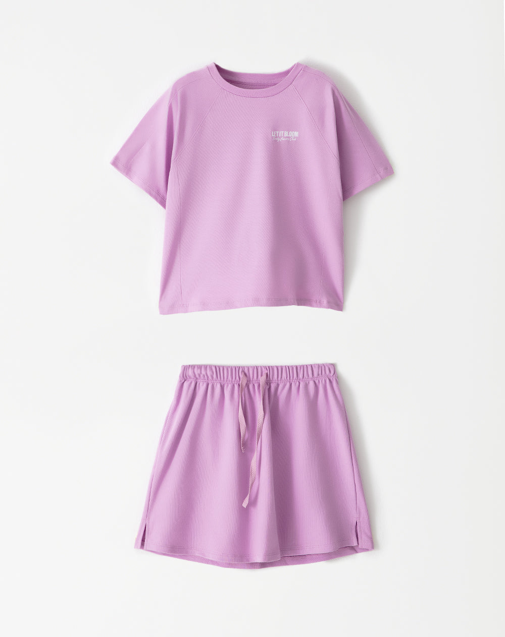 Conjunto falda manga corta violeta