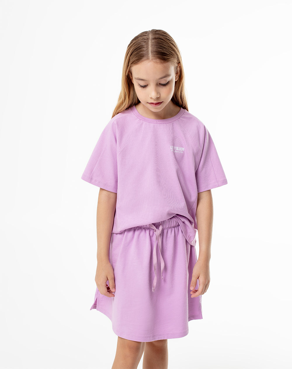 Conjunto falda manga corta violeta