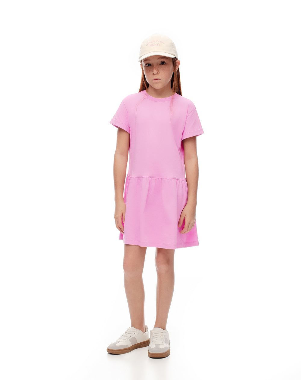 Vestido corto algodón rosa niña