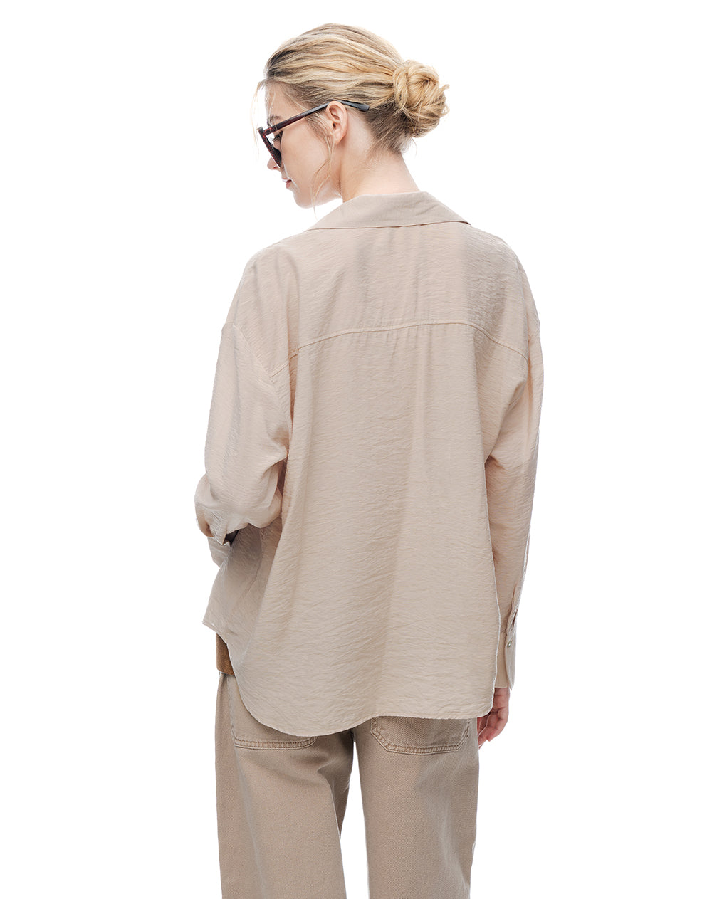 Camisa manga larga regular arena mujer