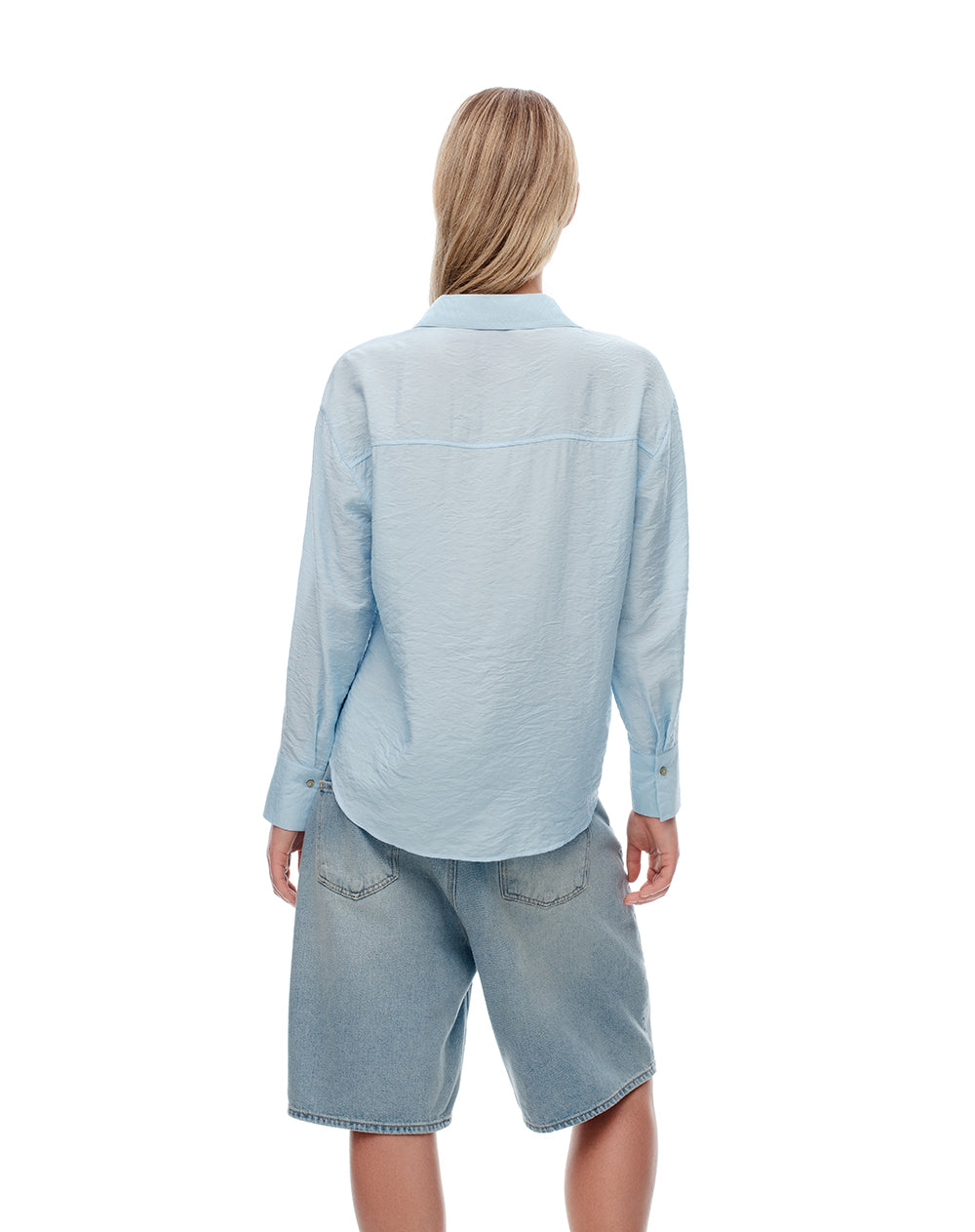 Camisa regular fit manga larga azul