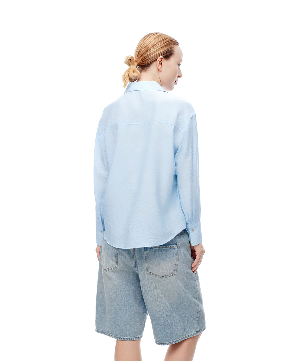 Camisa regular fit manga larga azul