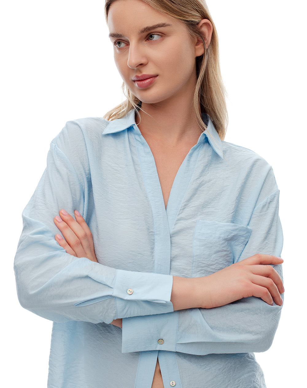 Camisa regular fit manga larga azul