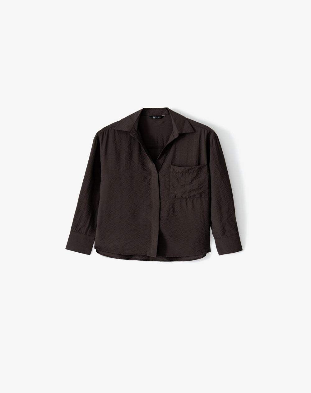 Camisa regular manga larga chocolate mujer