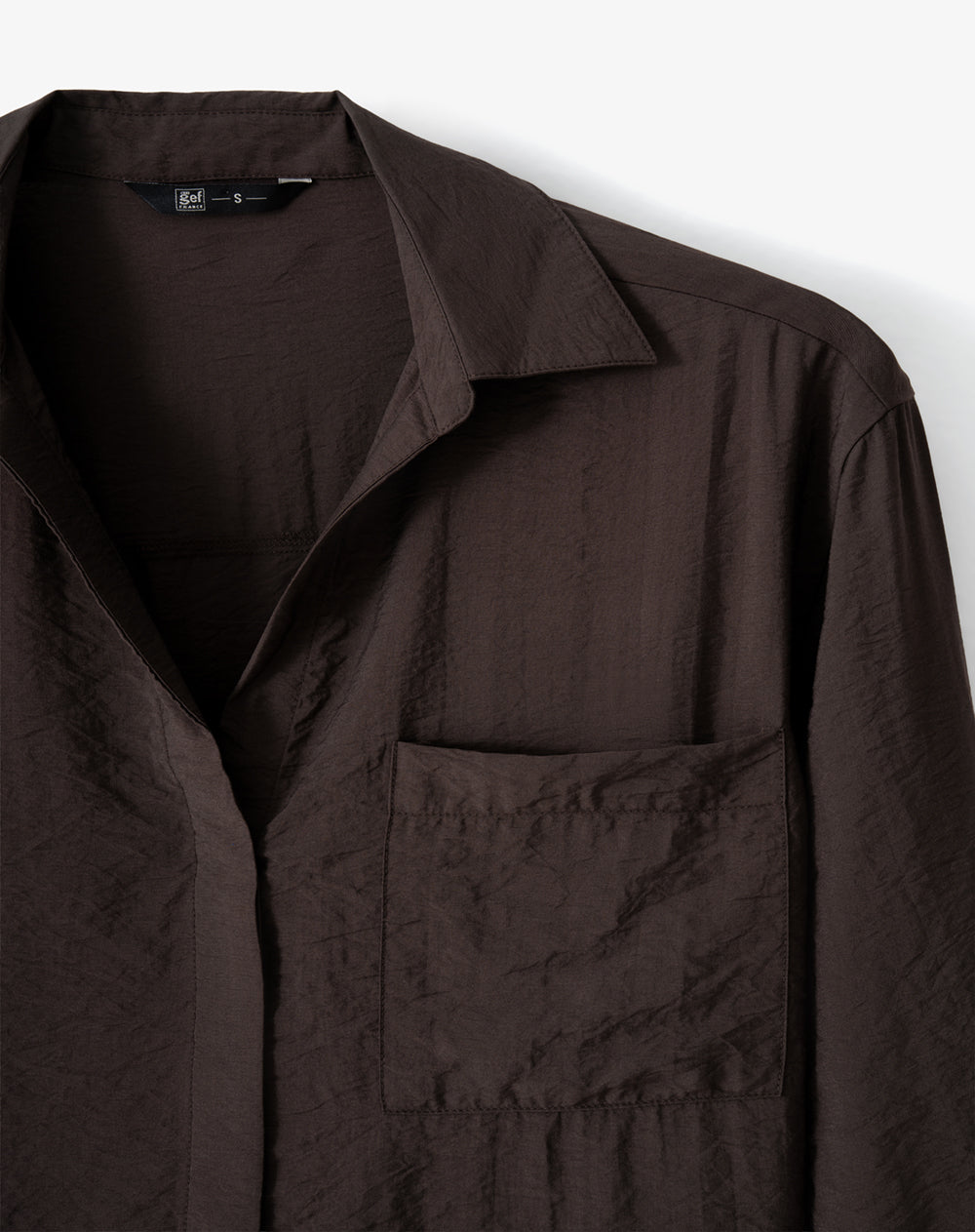 Camisa regular manga larga chocolate mujer