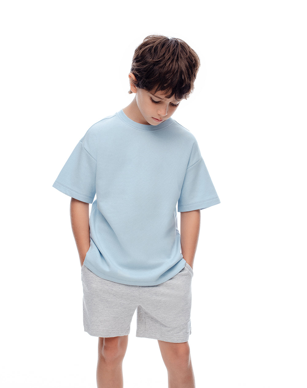 Camiseta regular algodón azul niño