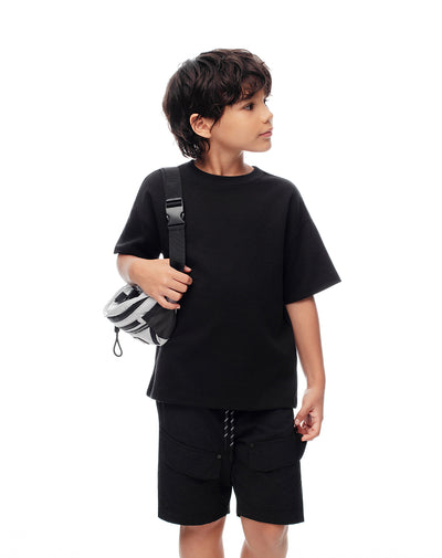 Camiseta regular algodón negra niño