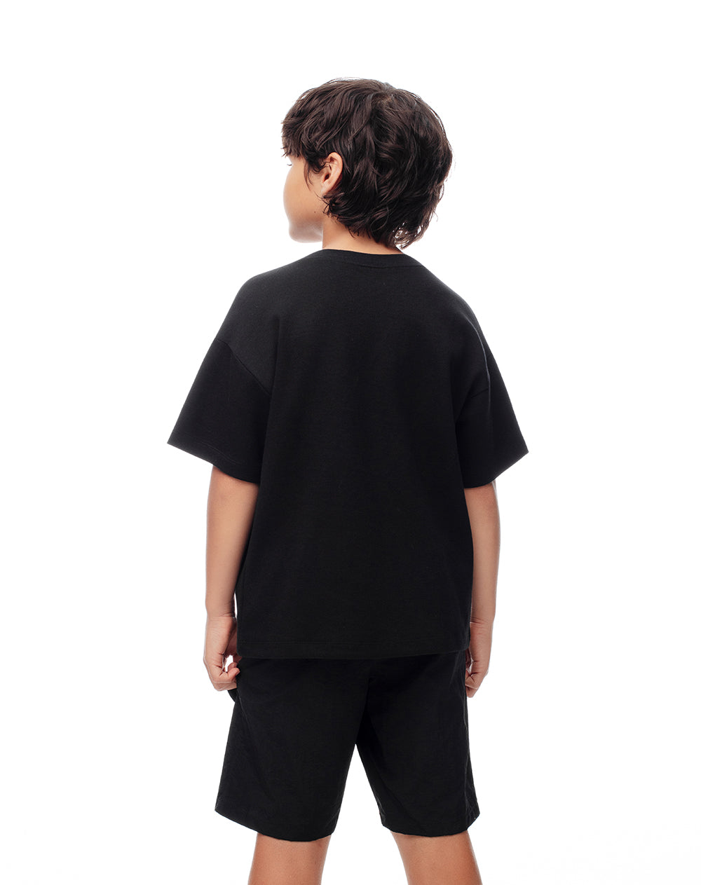 Camiseta regular algodón negra niño