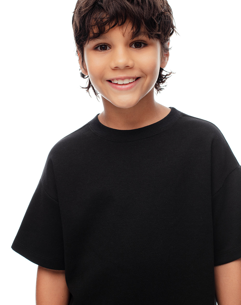 Camiseta regular algodón negra niño