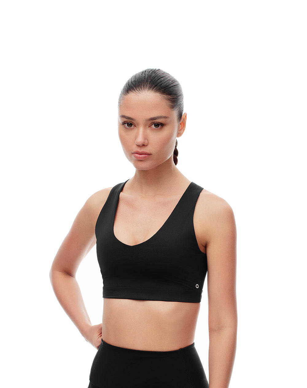 Top tiras anchas soporte medio negro