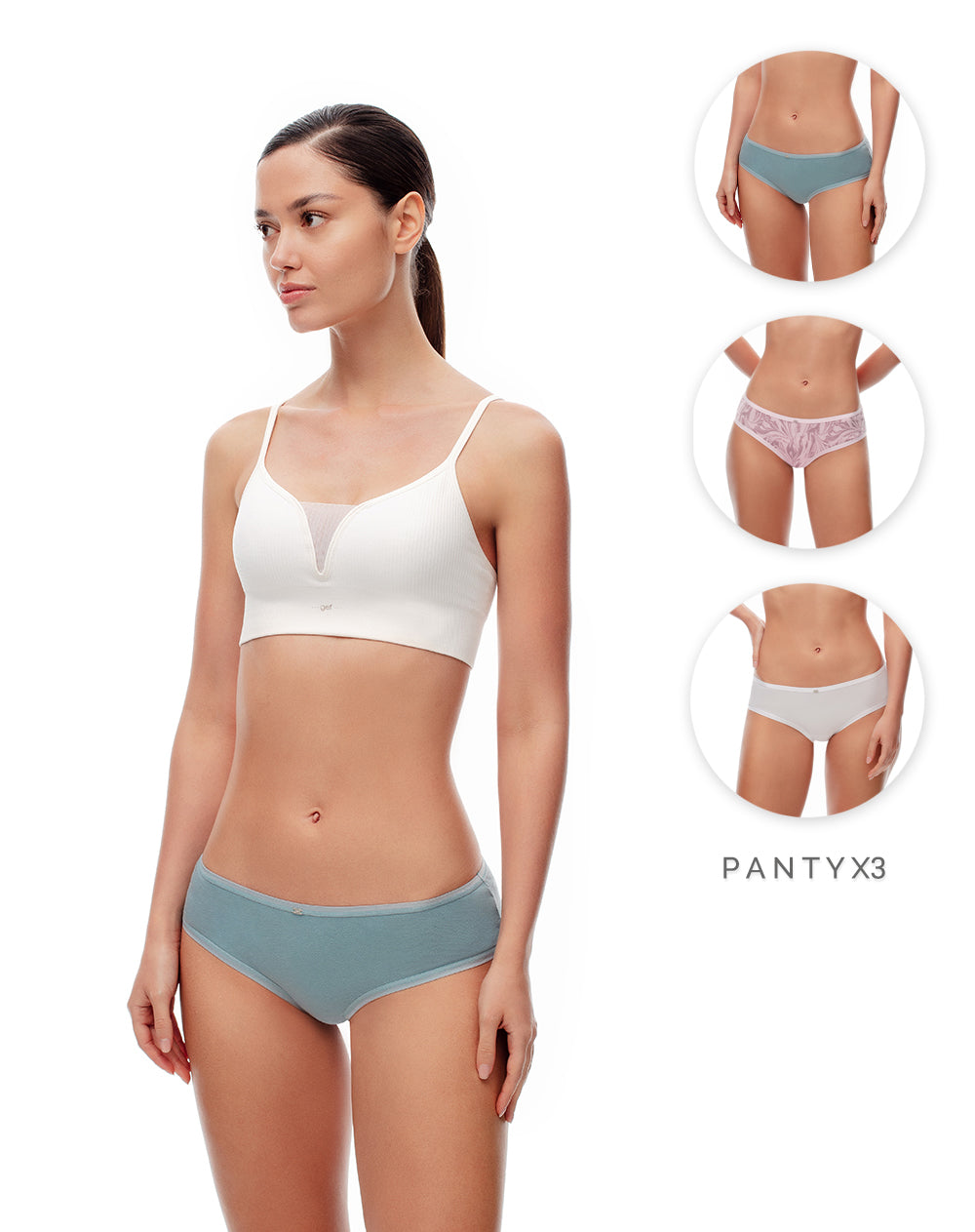 3 pantys boxer en punto tiro medio surtido
