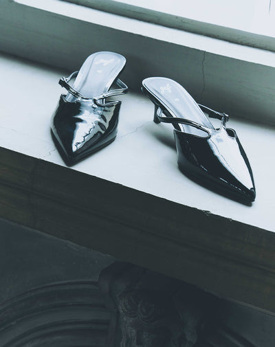 Zapatos tipo mule tacón bajo negros mujer