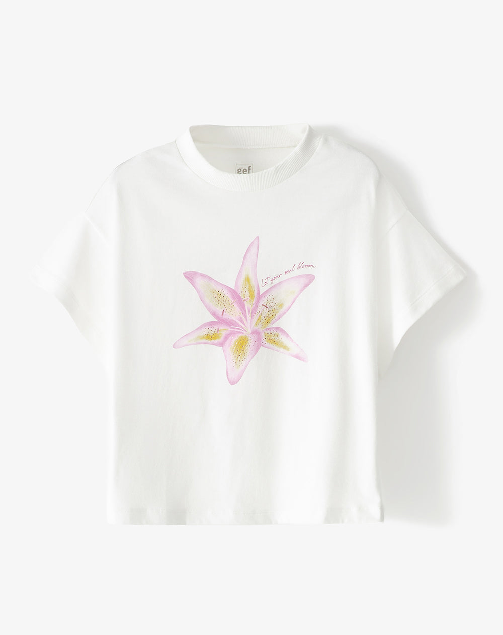 Camiseta regular algodón blanca estampada niña