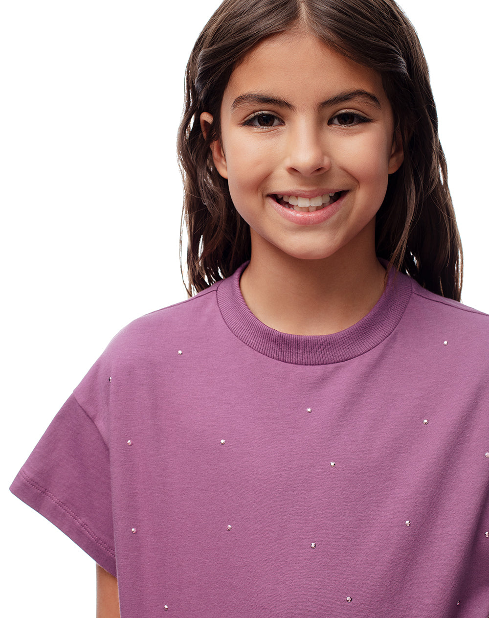 Camiseta regular algodón morada niña