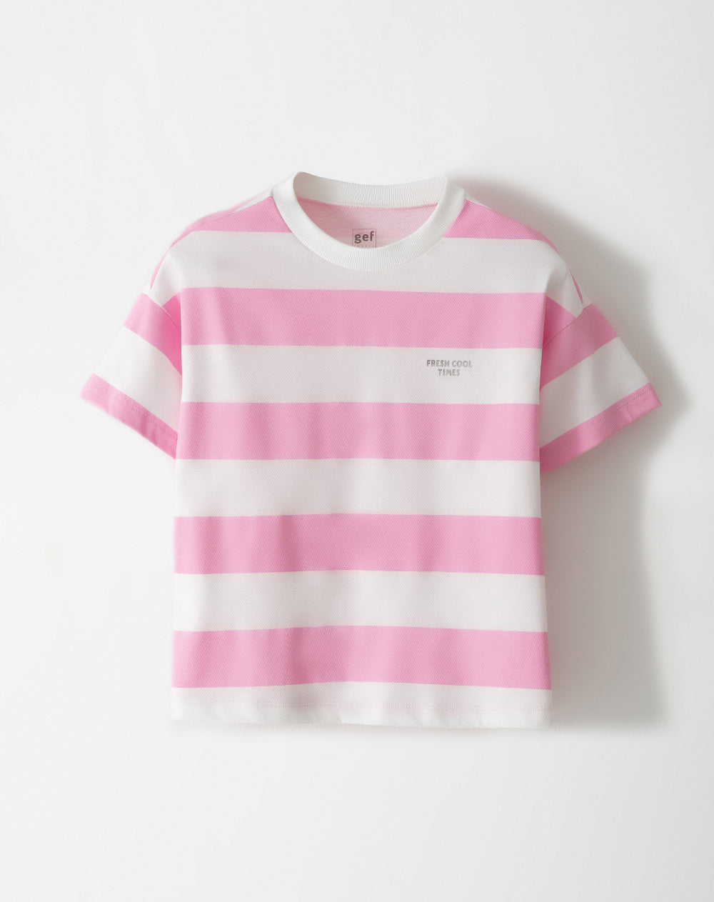 Camiseta Lendy regular fit manga corta rosada rayas
