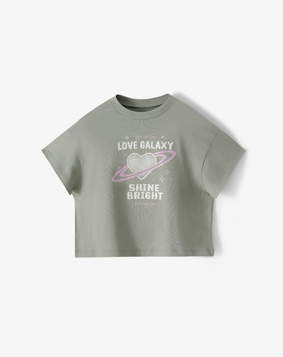 Camiseta relaxed fit manga corta verde