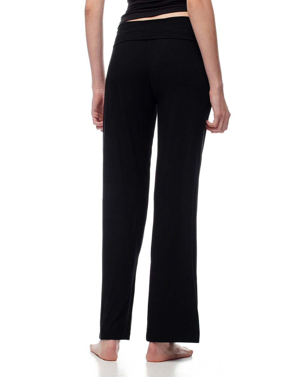 Pantalón wide leg tiro medio negro mujer