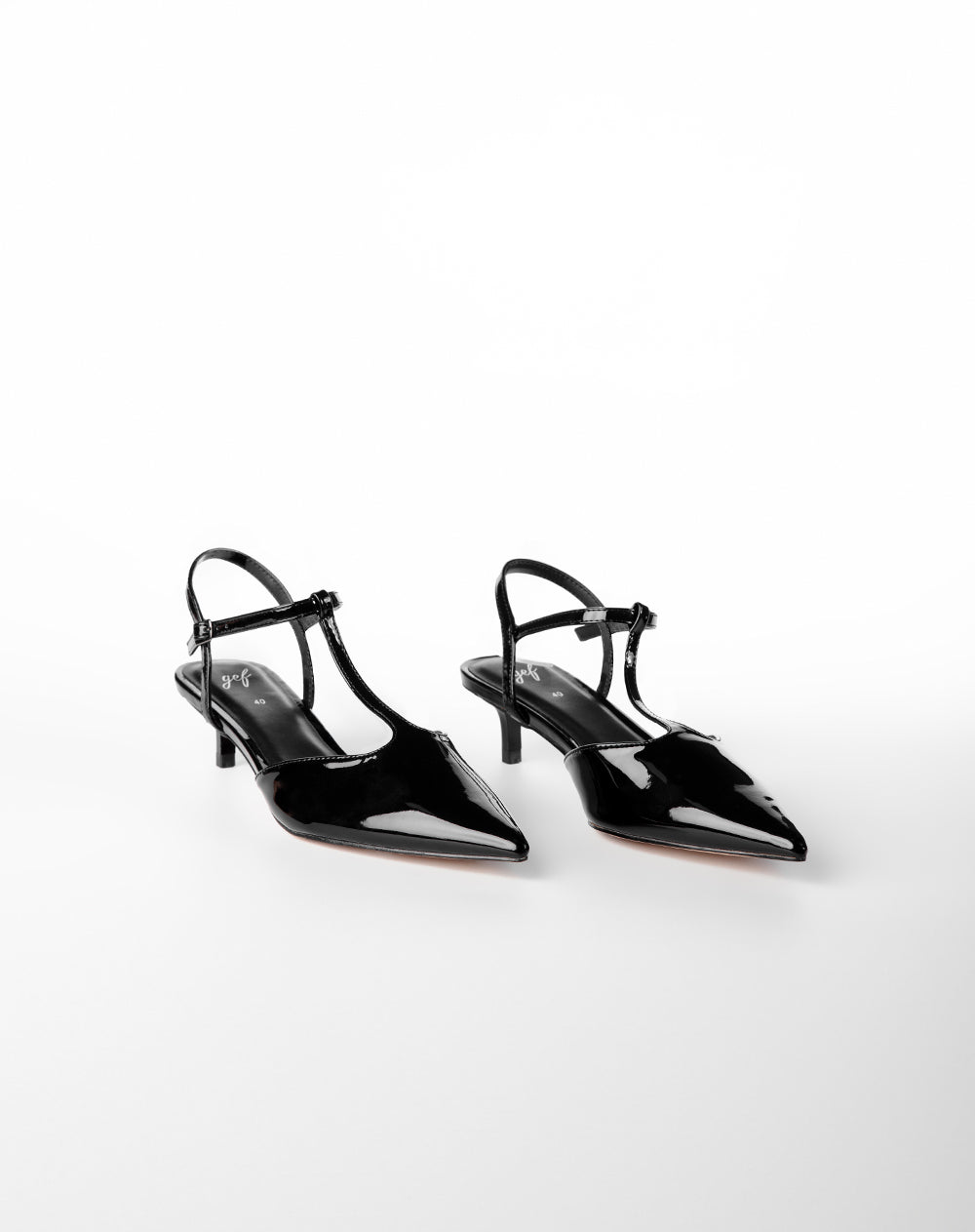 Zapatos de tacon slingback charol negro mujer