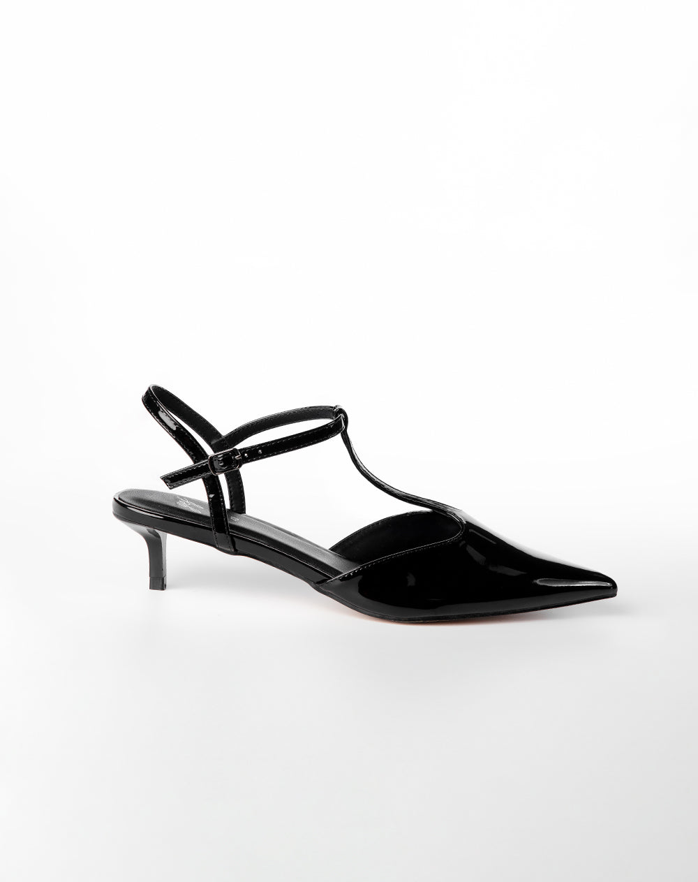Zapatos de tacon slingback charol negro mujer