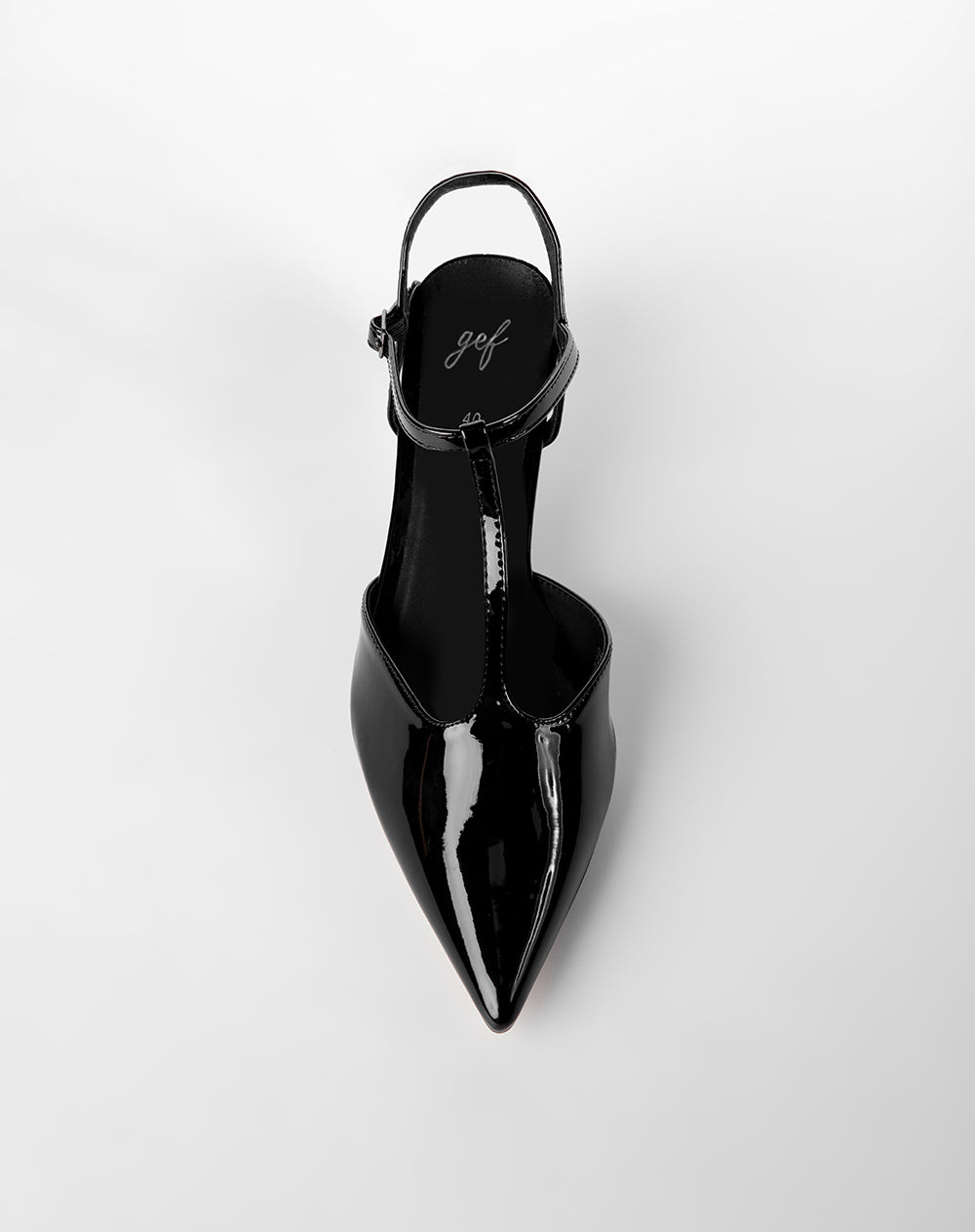 Zapatos de tacon slingback charol negro mujer