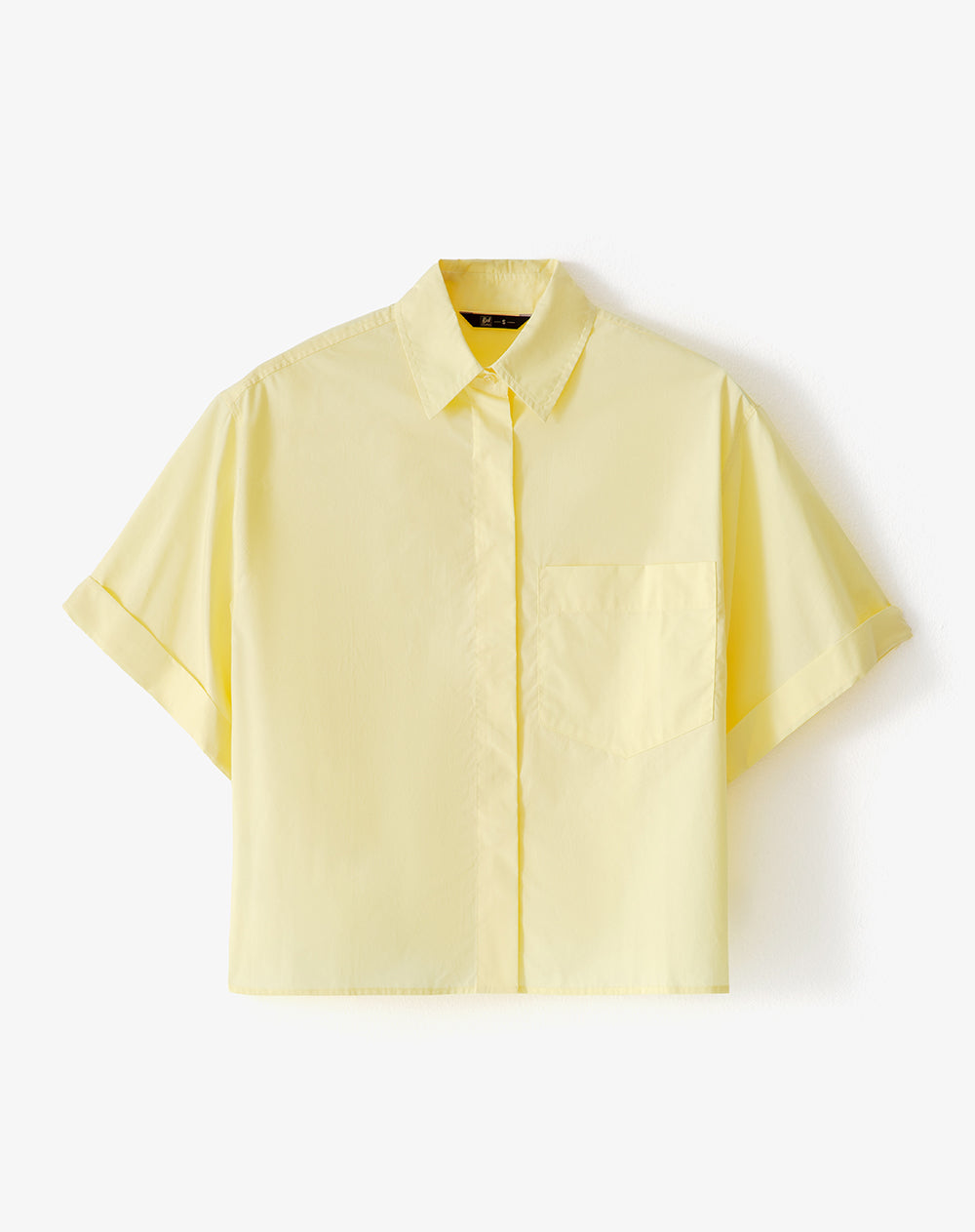 Camisa manga corta oversize algodón amarilla mujer