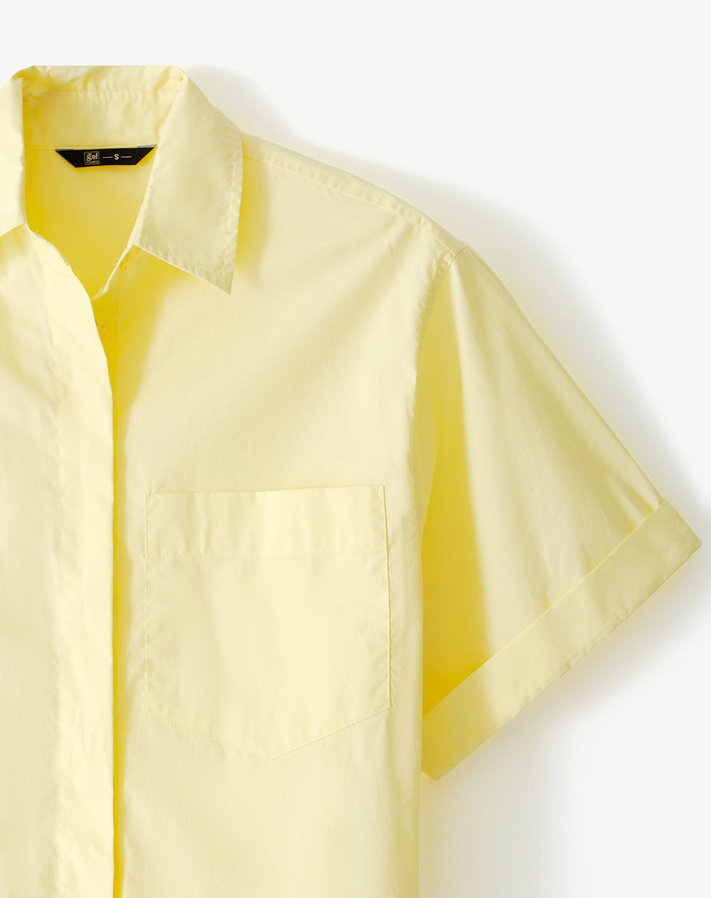 Camisa manga corta oversize algodón amarilla mujer