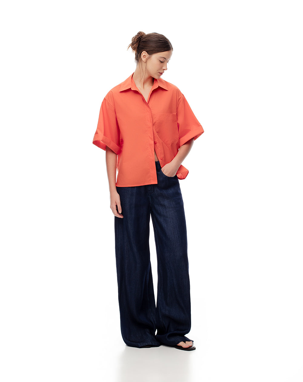 Camisa oversized fit naranja