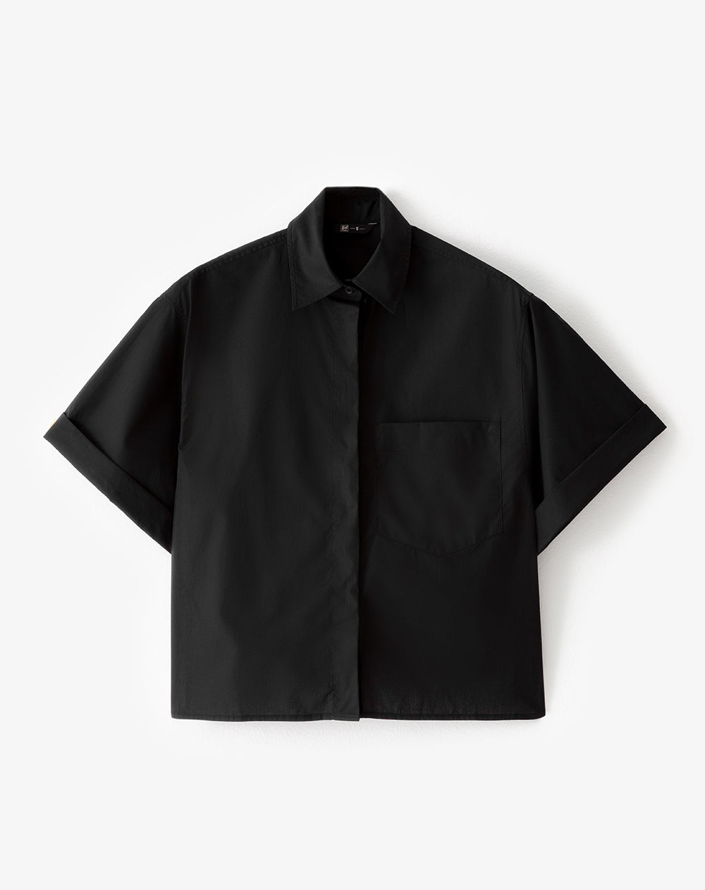 Camisa manga corta oversize algodón negra mujer