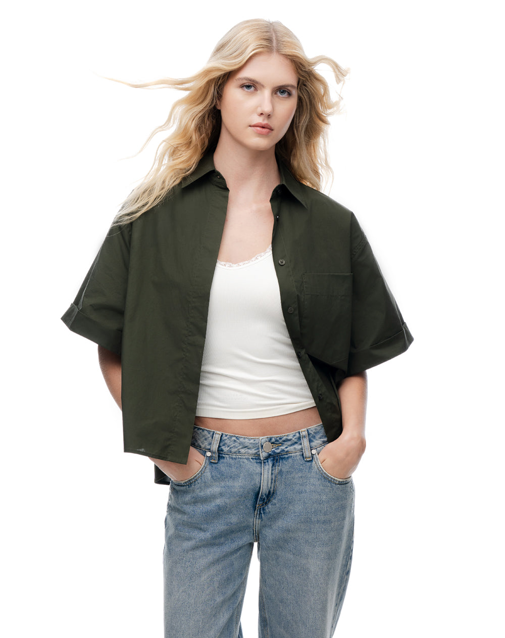 Camisa oversize verde mujer