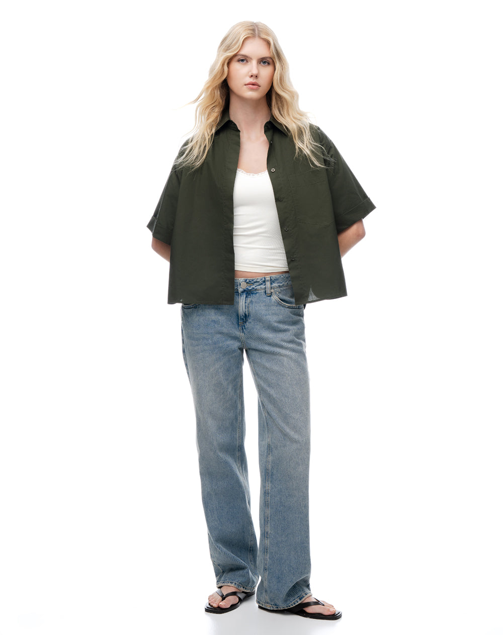 Camisa oversize verde mujer