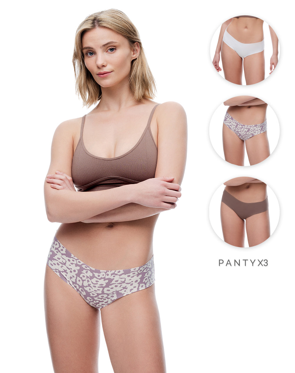 Panty cachetero tiro medio invisble x3unds surtido