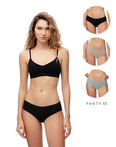 3 pantys boxer en punto tiro medio surtido