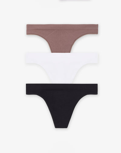 3 pantys brasilero en seamless tiro medio surtido