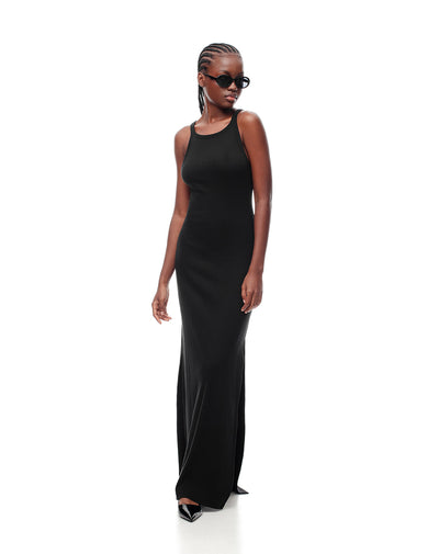 Vestido largo en rib negro