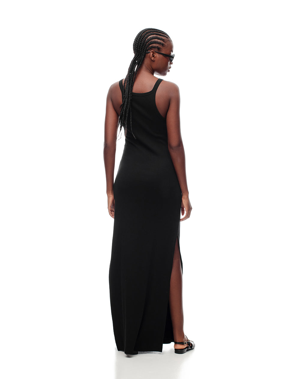 Vestido largo en rib negro