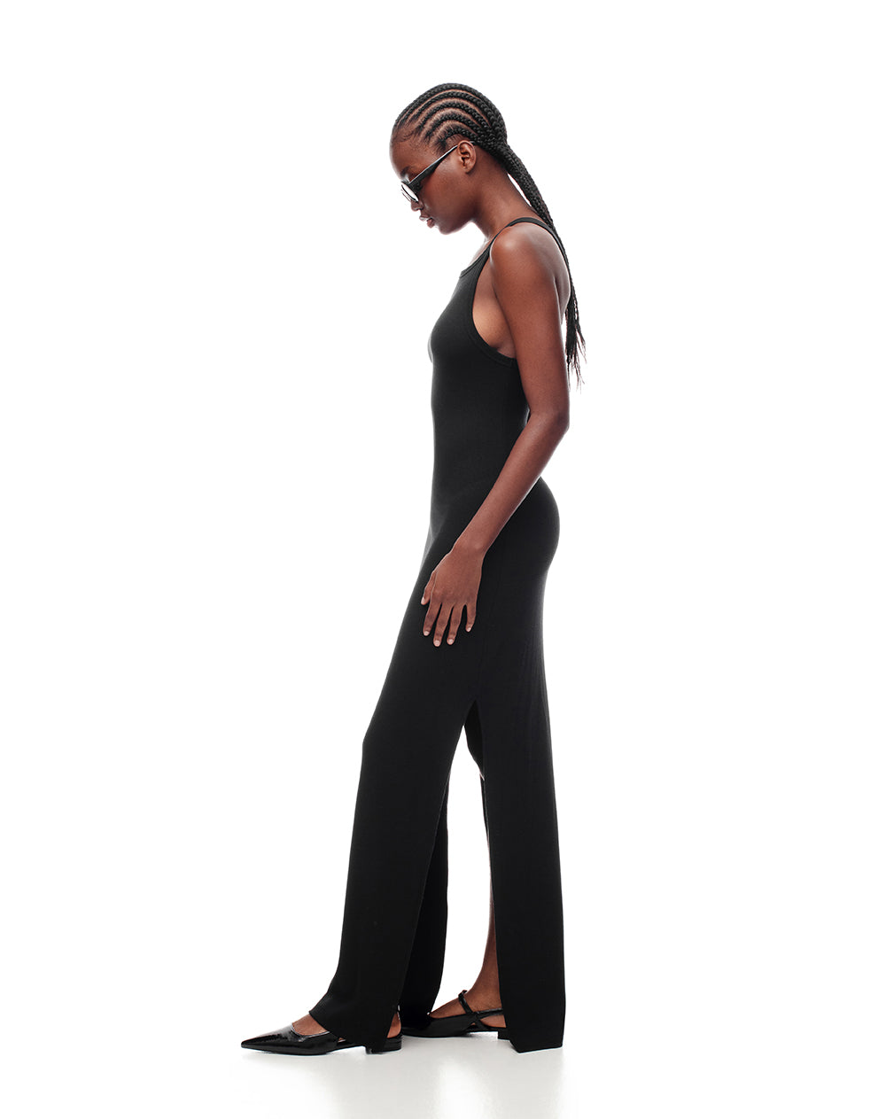 Vestido largo en rib negro