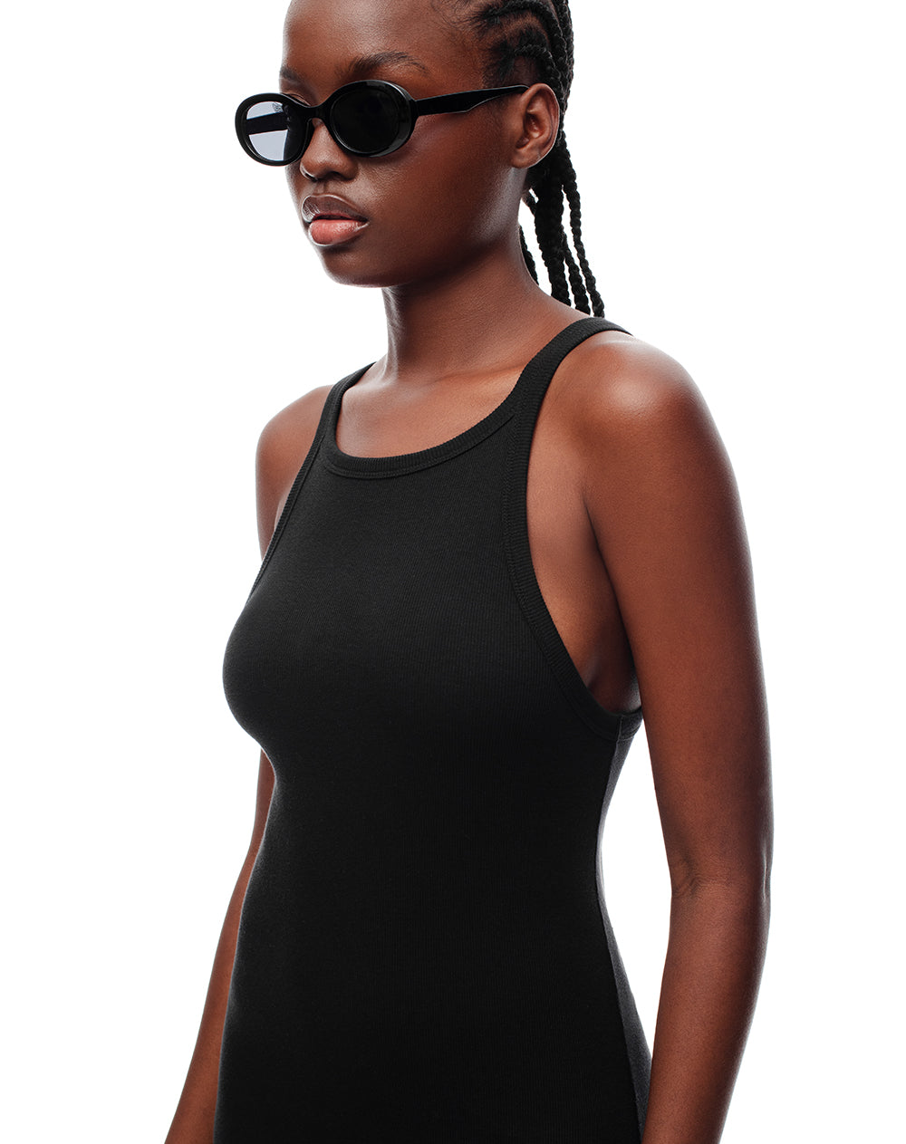 Vestido largo en rib negro