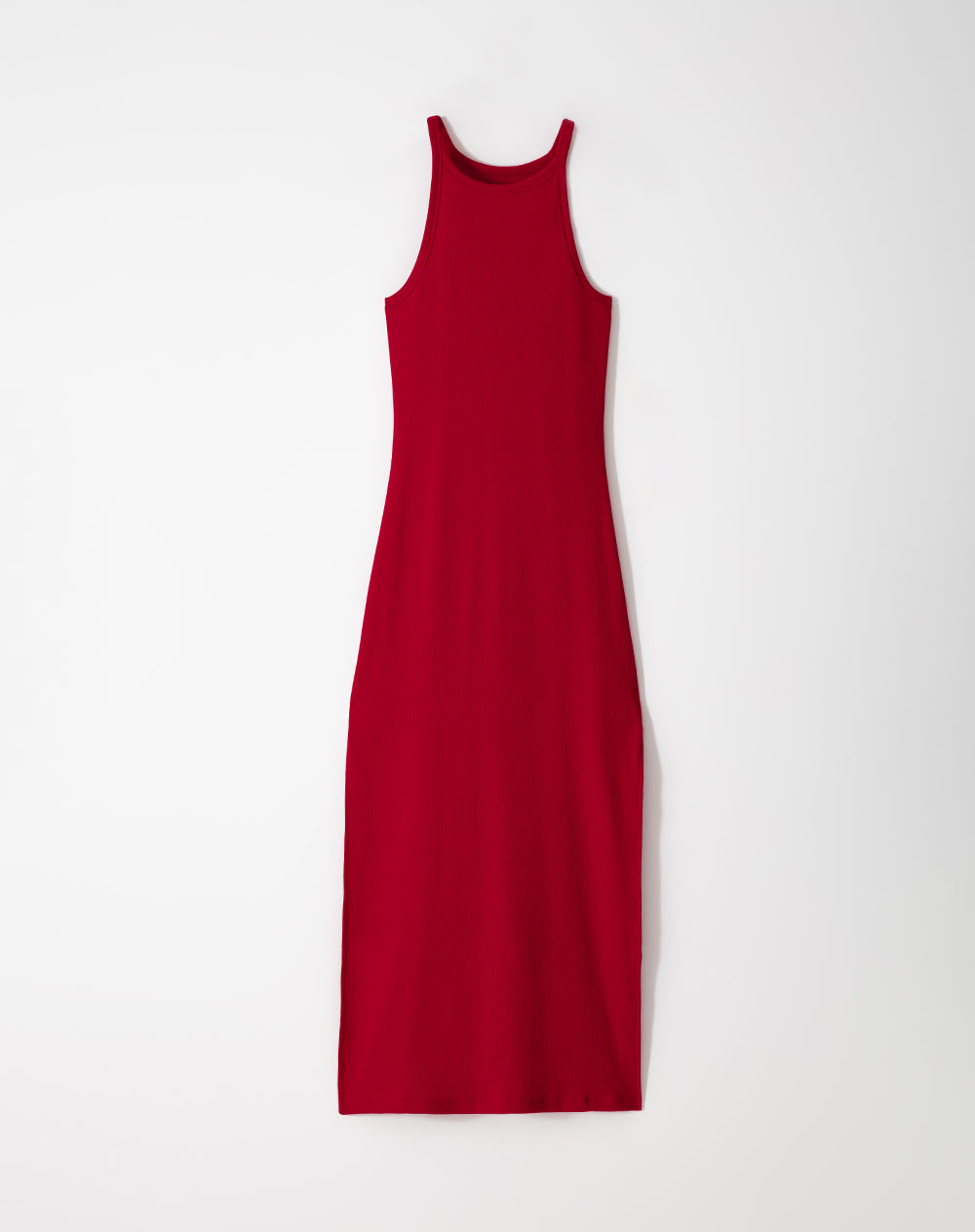 Vestido largo en rib rojo