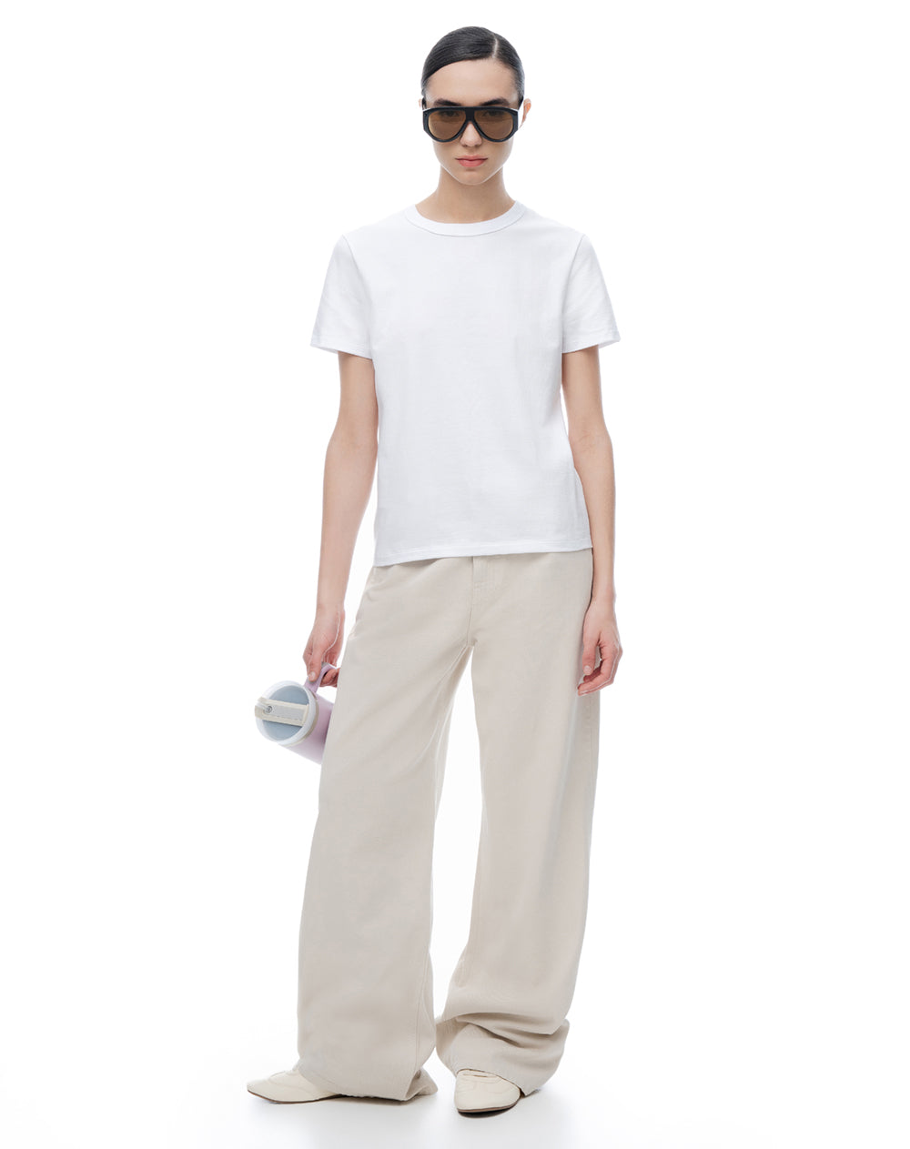 Camiseta manga corta regular blanca mujer