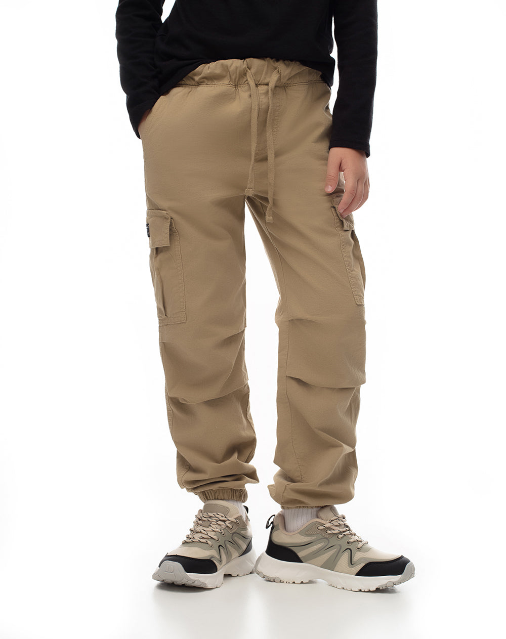 Jogger Lerem regular fit tiro medio en drill habano