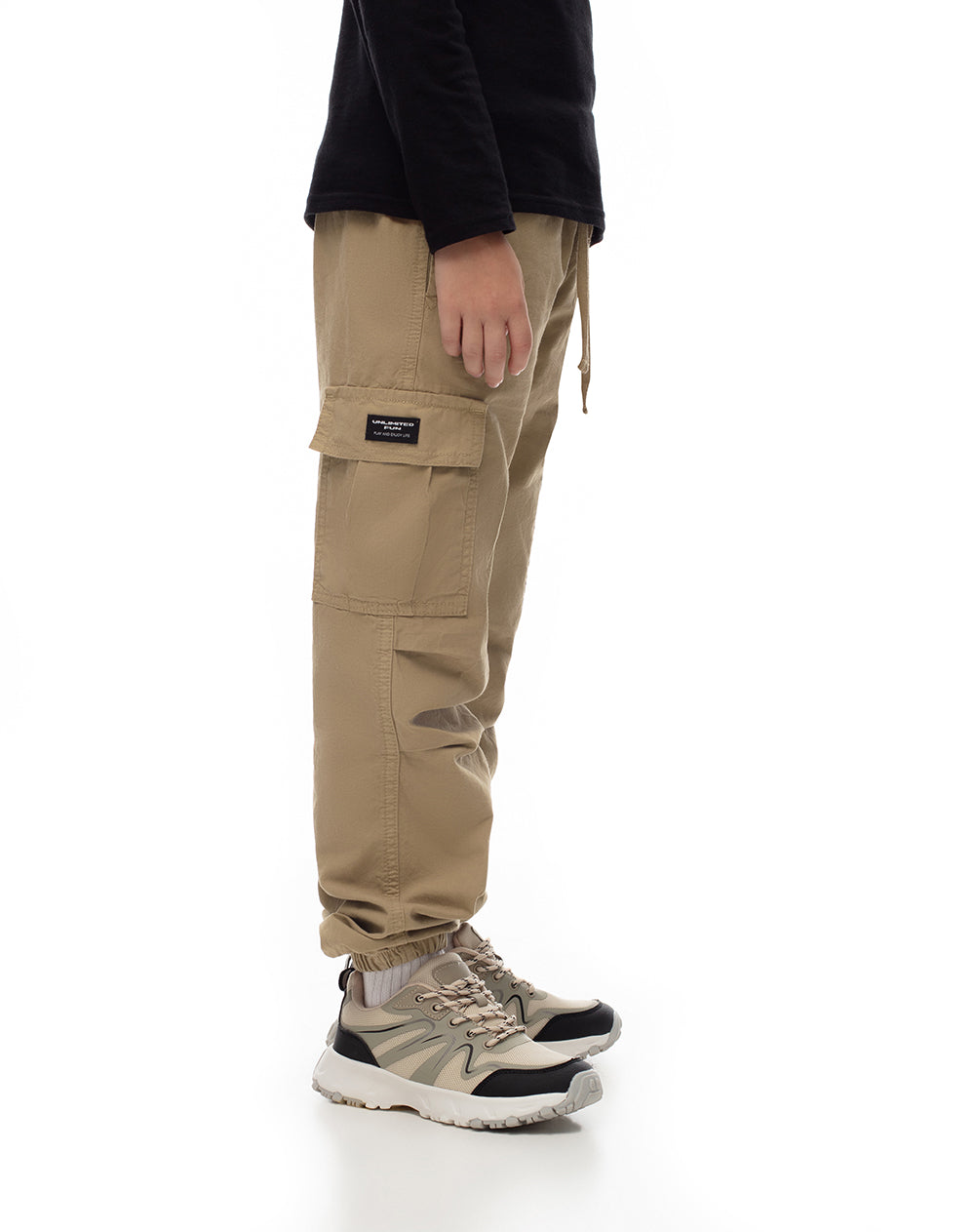 Jogger Lerem regular fit tiro medio en drill habano