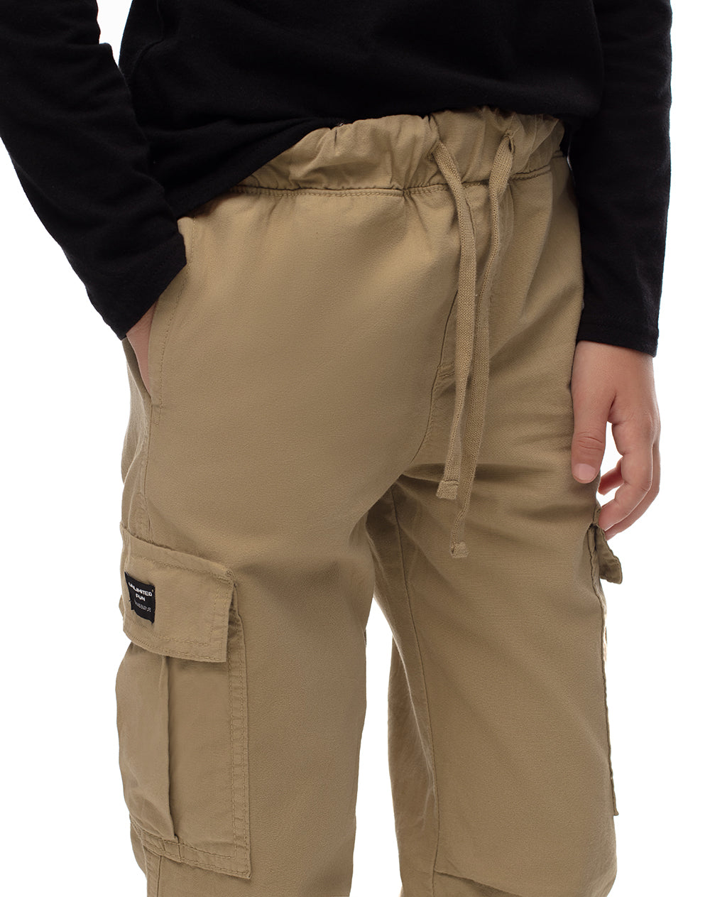 Jogger Lerem regular fit tiro medio en drill habano