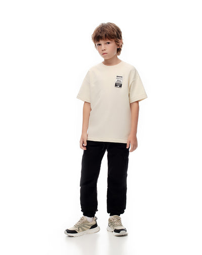 Jogger Lerem regular fit tiro medio en drill negro