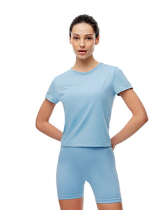 Camiseta deportiva secado rápido azul mujer