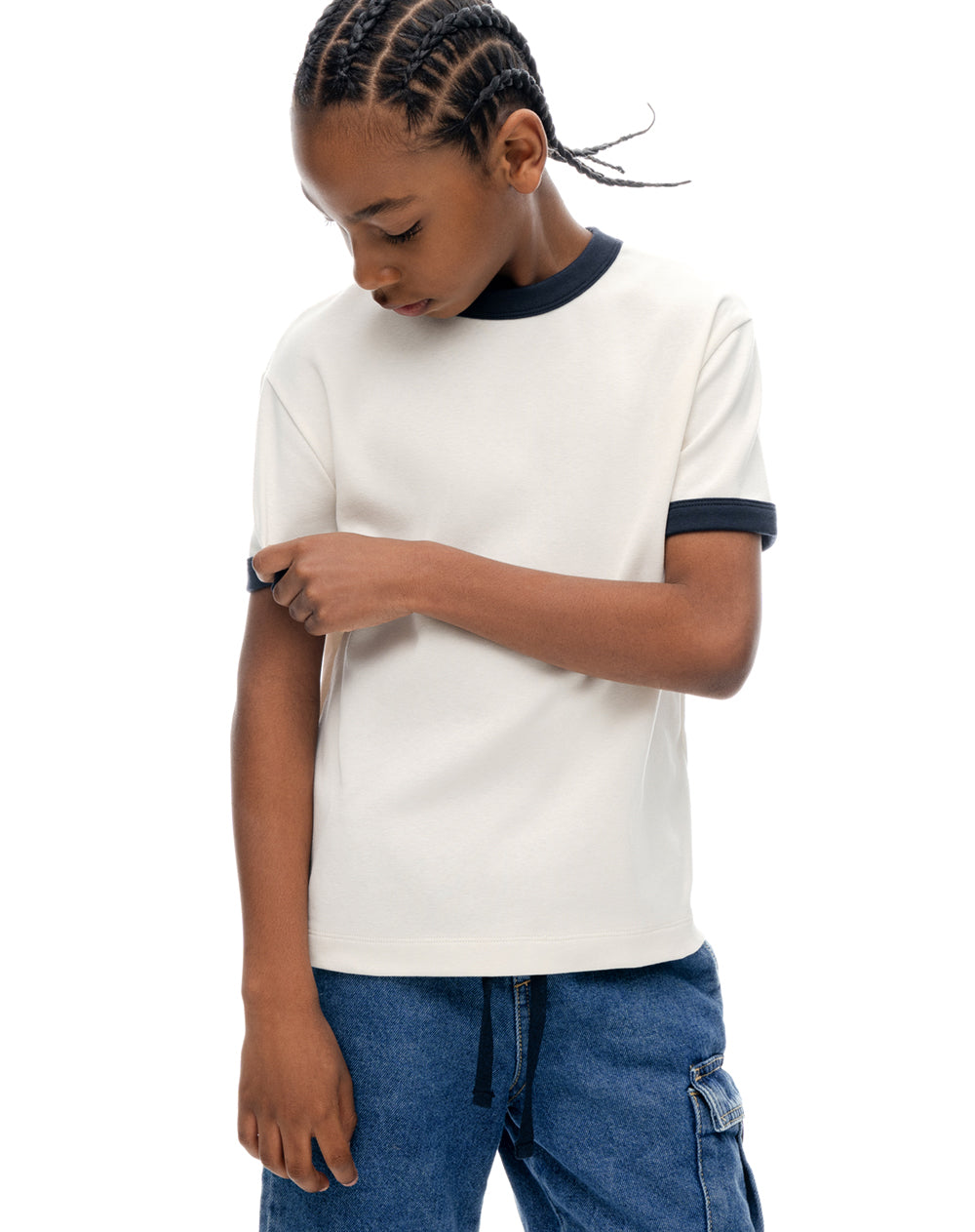 Camiseta regular manga corta vainilla niño