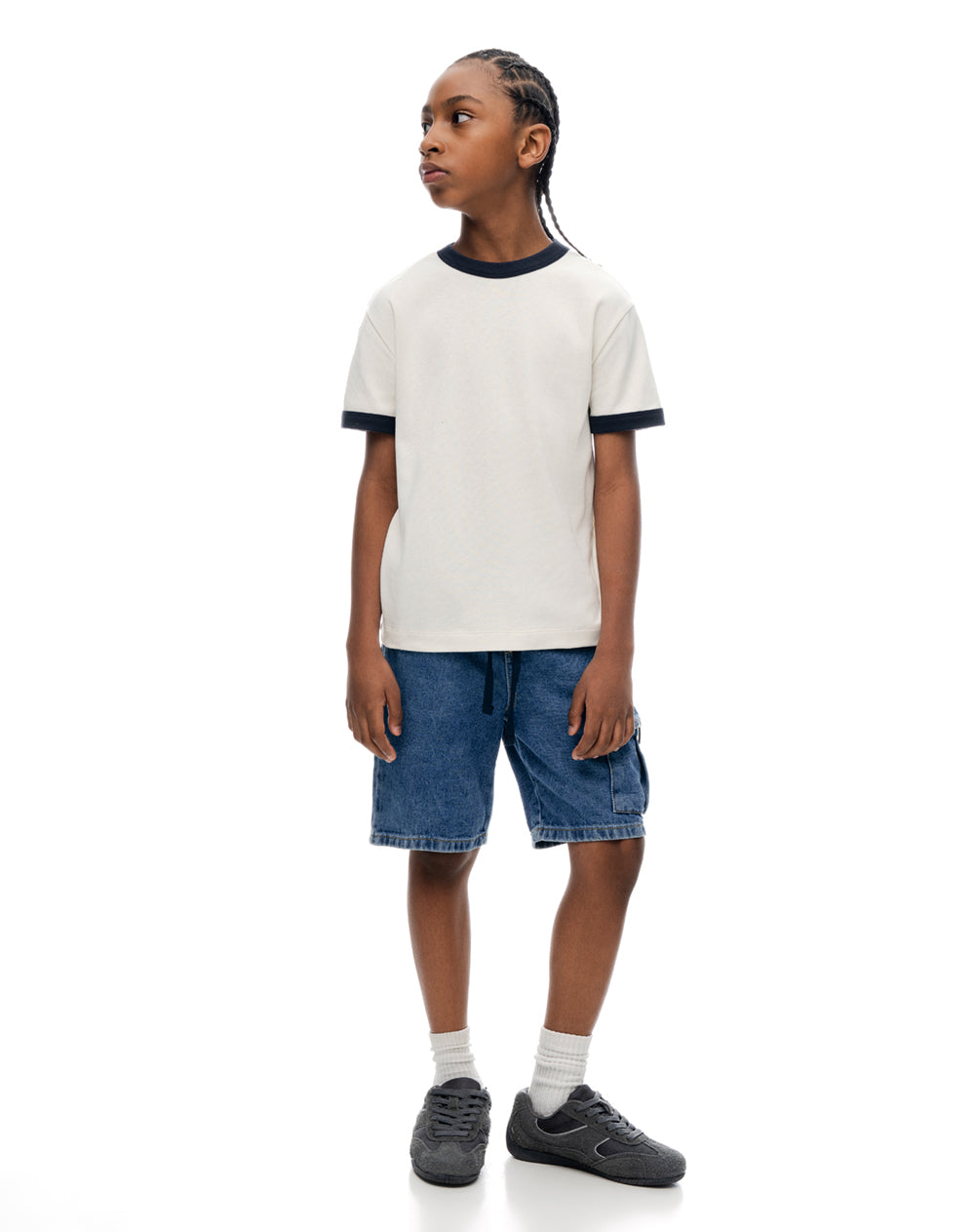 Camiseta regular manga corta vainilla niño