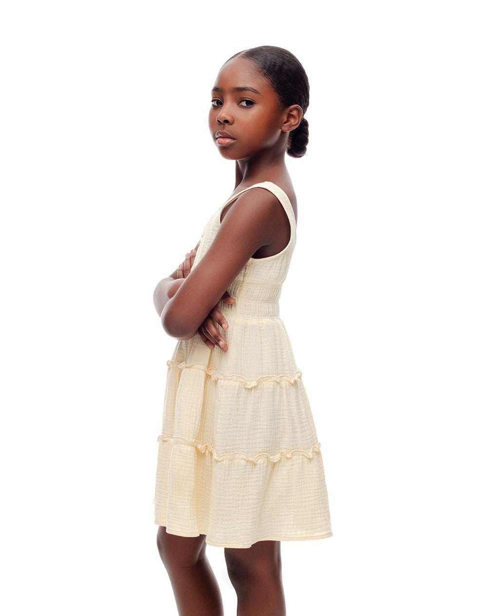 Vestido corto crema