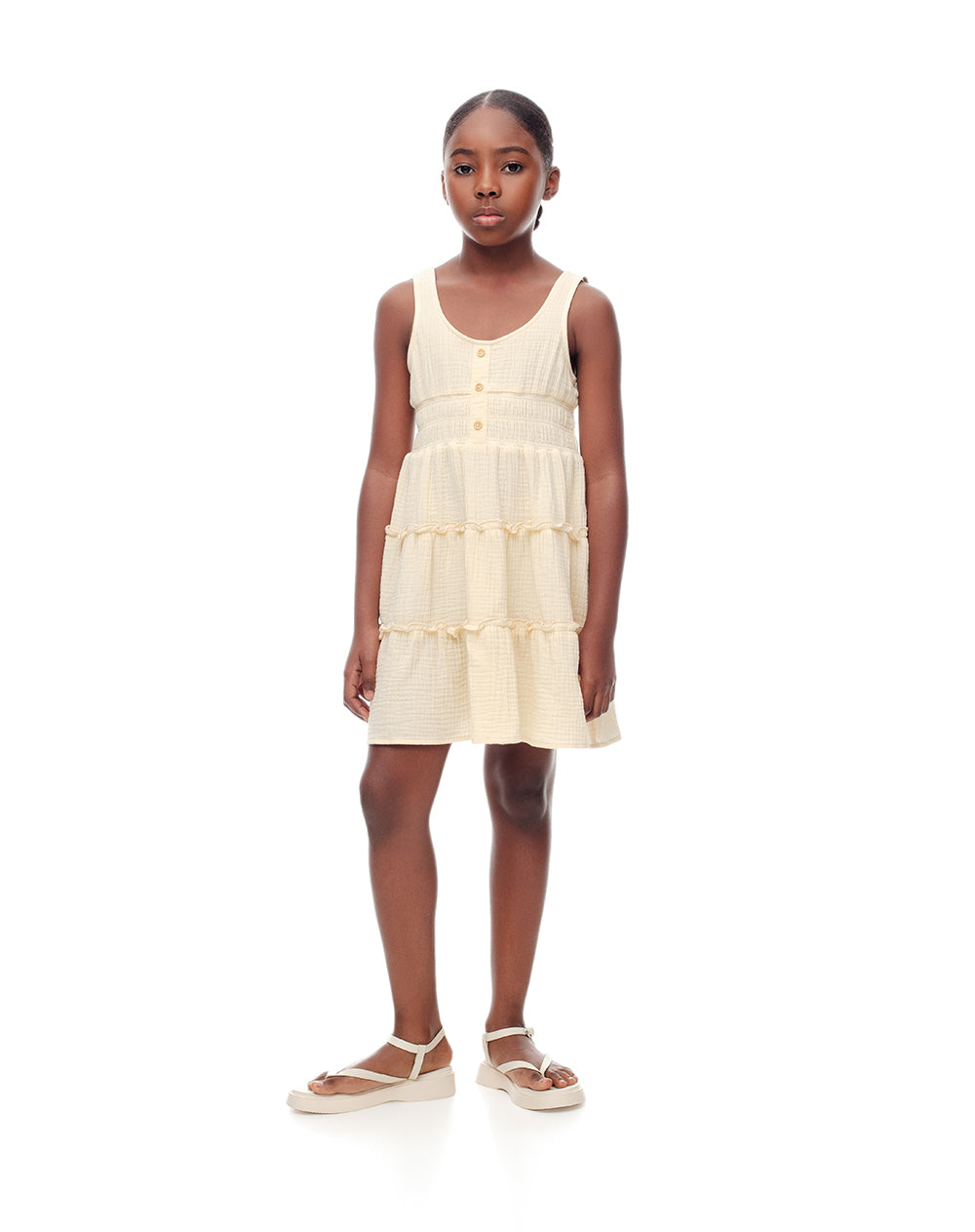 Vestido corto crema
