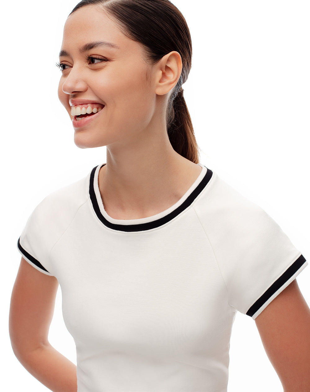 Pack x2 camiseta slim algodón blanco + negro mujer