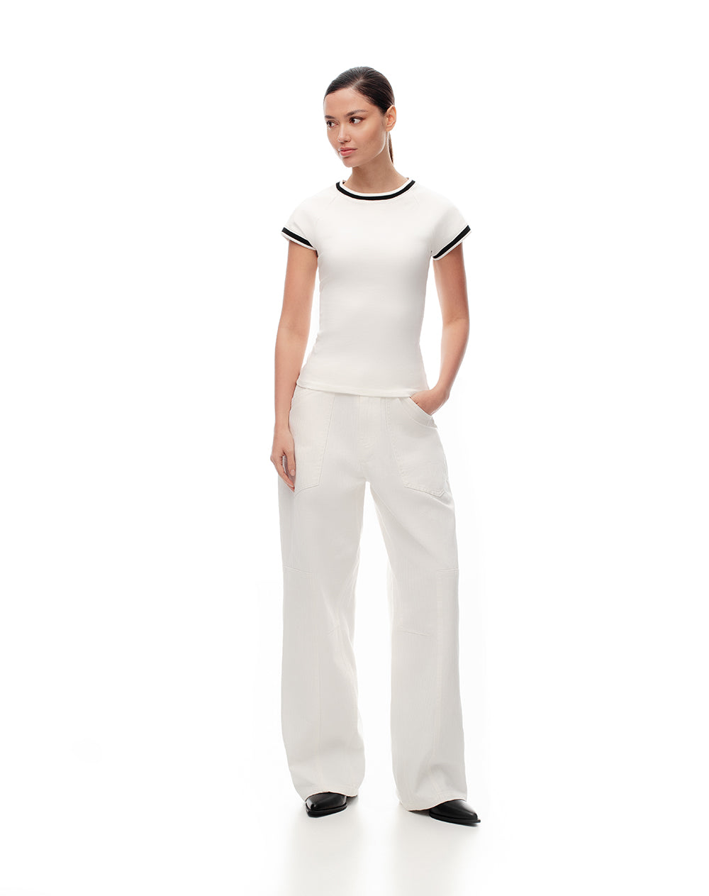 Pack x2 camiseta slim algodón blanco + negro mujer